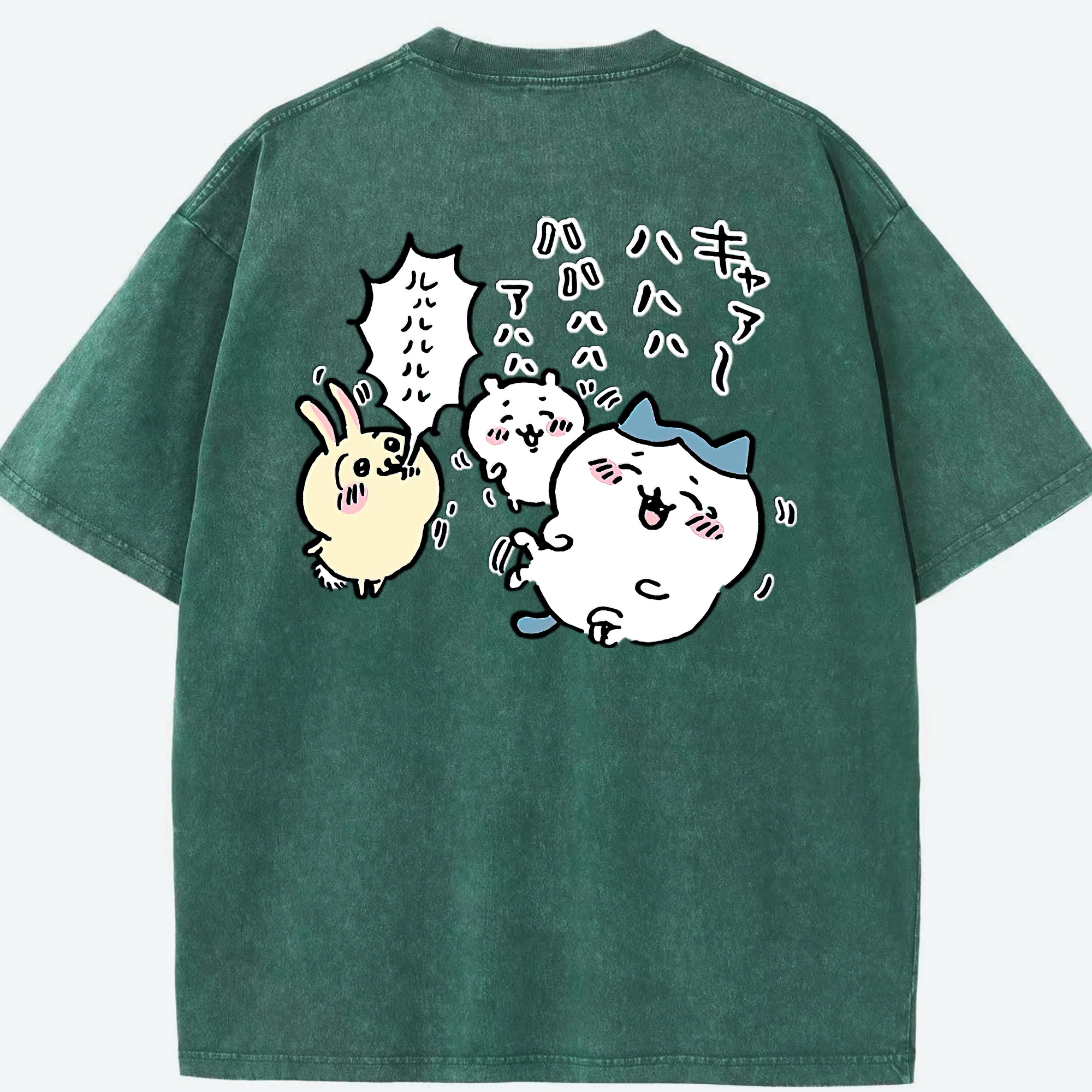 （画像用） ちいかわ うさぎ Chii-kawa usagi 綿100% ヴィンテージ風 半袖Tシャツ（背面プリント）
